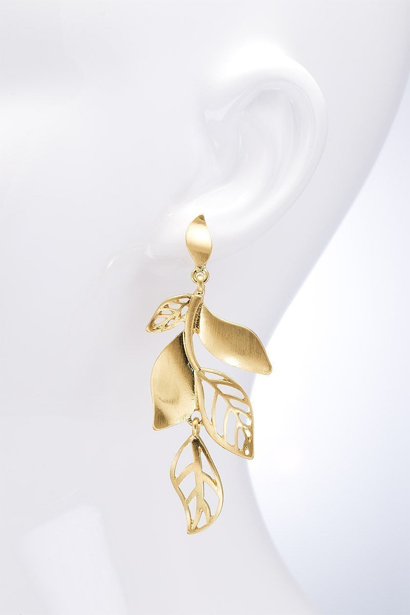Filigree Leaf Design Drop Earrings