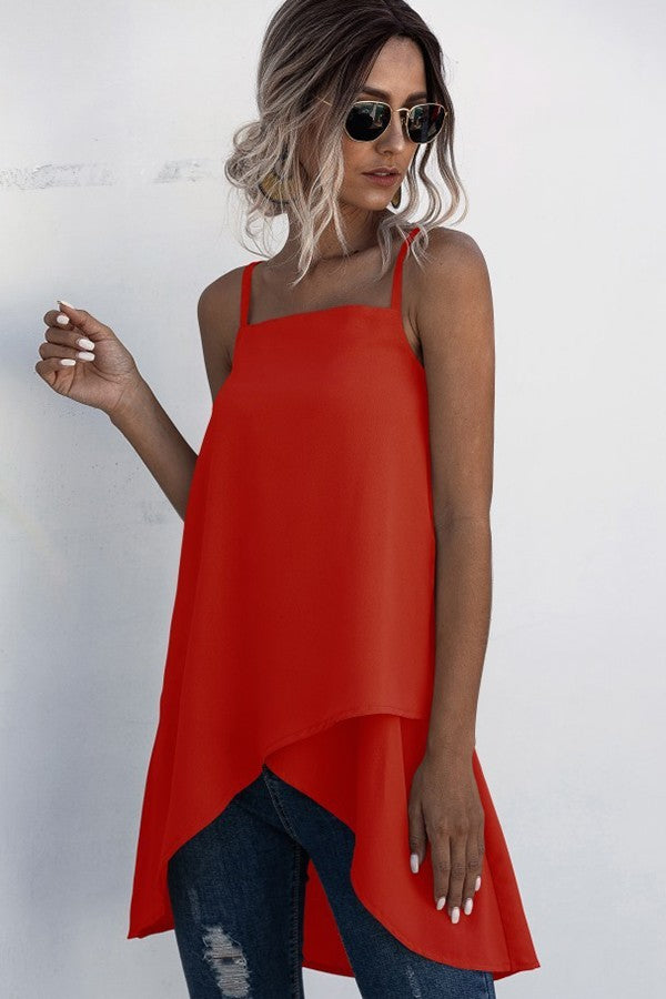 Red Relax Fit A Line Top