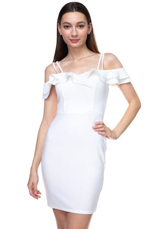 Open image in slideshow, White Off the Shoulder Mini Dress
