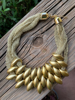 Gold Mesh Statement Necklace