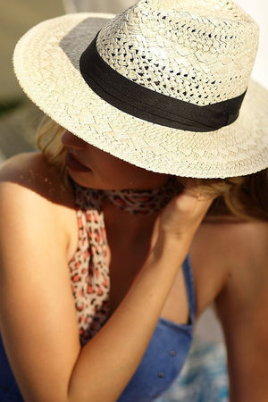 Open image in slideshow, Natural Weave Bohemian Panama Straw Hat
