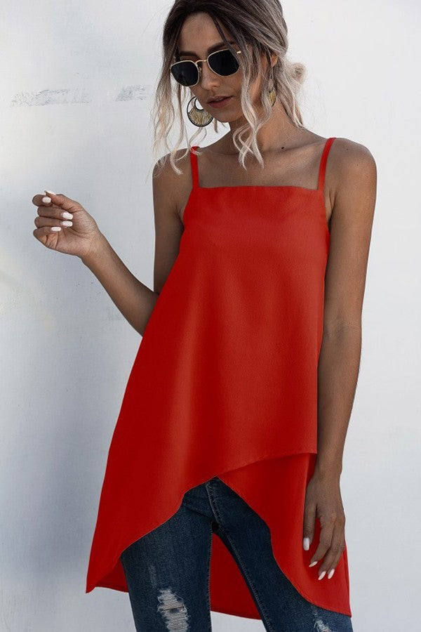 Red Relax Fit A Line Top