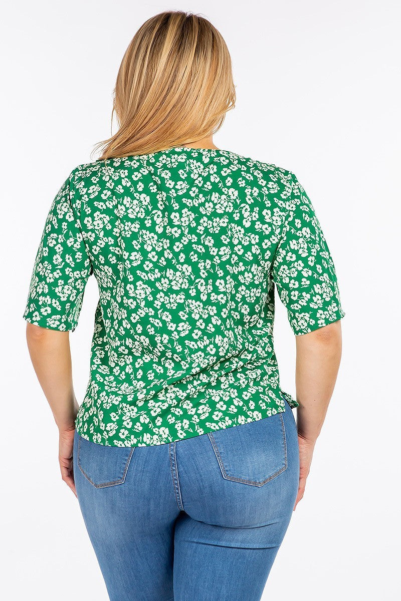 Green Plus Floral Top
